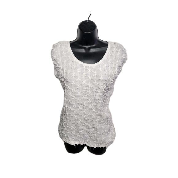 VNT lisa and me Women's XL white Sequence Boho Artsy textured sleeveless blouse - Picture 8 of 13